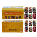 One Piece Card Game Mini-Tin Pack Set Vol.1 TS-01 - display box and 12 mini tins with Luffy, Ace and Sabo designs