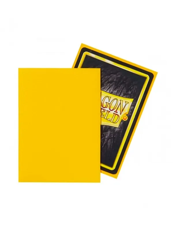 Dragon Shield Matte Yellow card sleeve front and back view